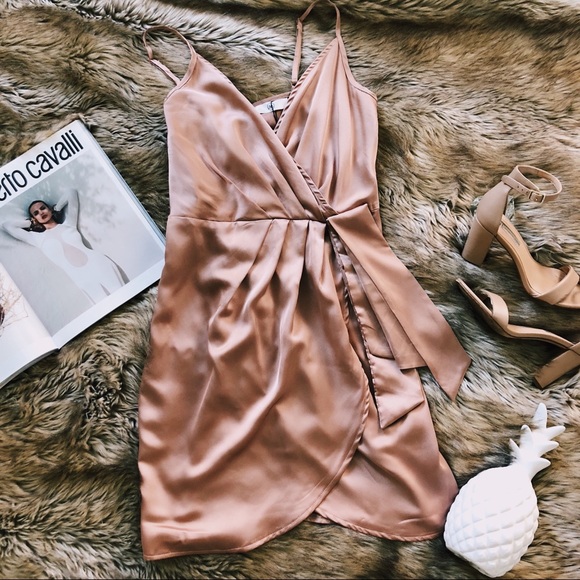 missguided silky wrap dress